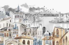 Фреска Средиземноморский город