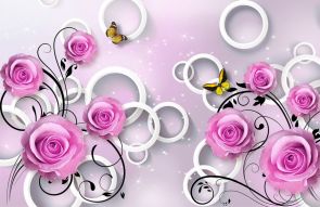 Фреска 3Д Розы и кольца