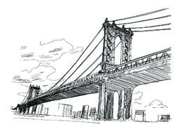 Фреска Мост нарисованный карандашом