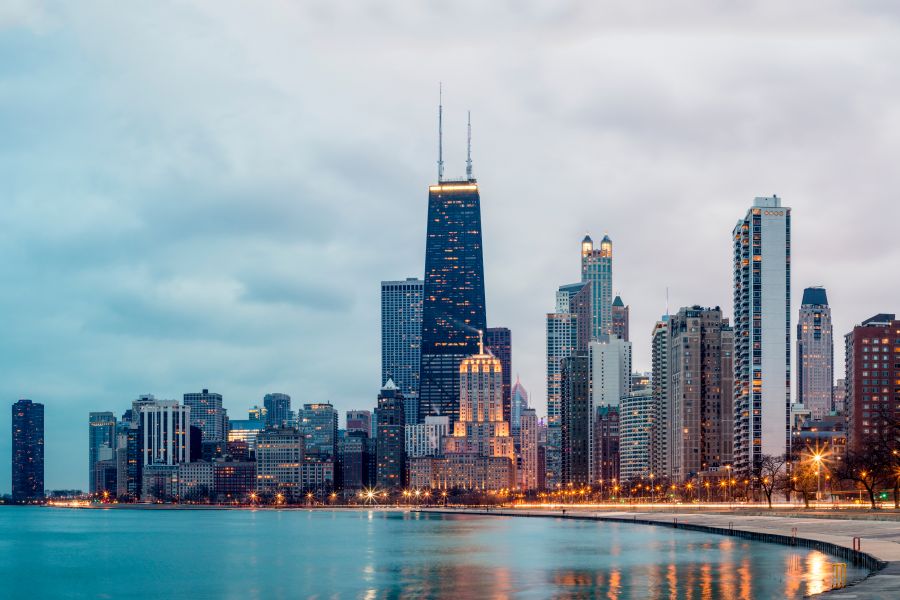 Фотообои Чикагские небоскребы на побережье