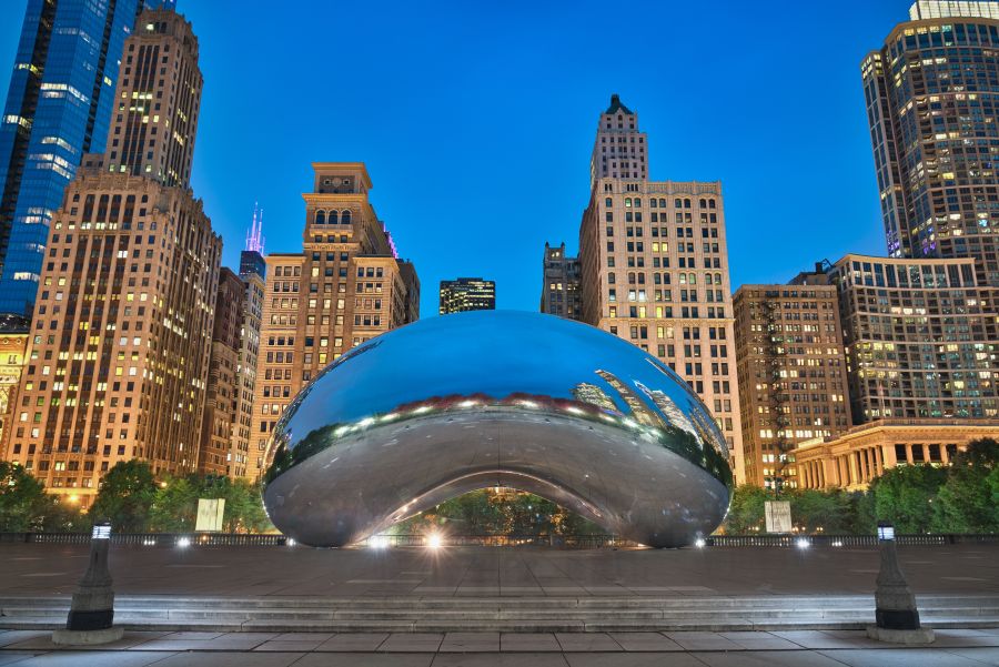 Картина на холсте Большой металлический пончик в Чикаго, арт hd2289001