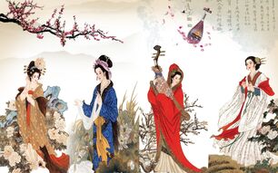 Фреска Четыре великие красавицы Китая