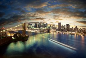 Фреска Бруклинский мост вечером