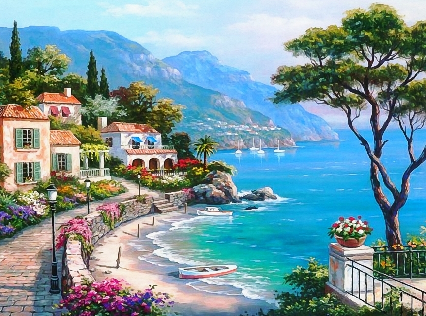 Картина на холсте Дом на берегу моря, арт hd1518401
