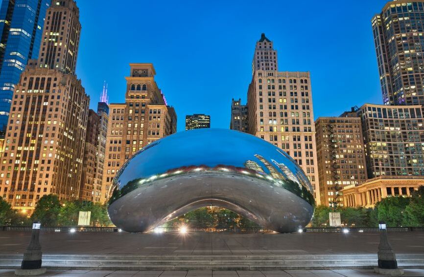 Картина на холсте Большой металлический пончик в Чикаго, арт hd2289001