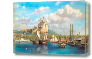 Картина Парусные корабли в бухте